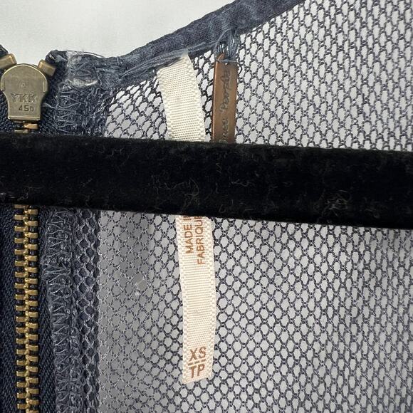 Free People Ice Ice Baby Beaded Sapphire Blue Mesh Beaded Mini Dress Size XS - Picture 6 of 10